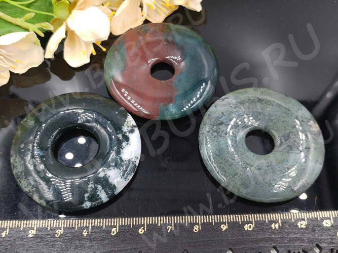 Кулон 0866 Бублик 50*50*6,5мм Агат Индийский (камни)