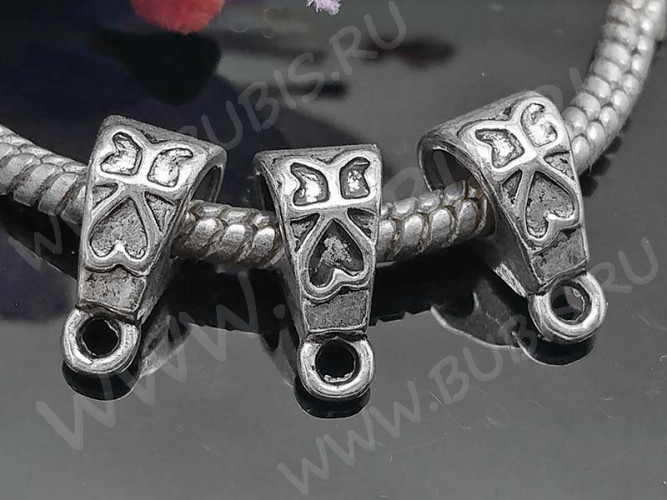 Бусина с петлёй 078 Бейл треугольный 12*8*6мм античное серебро (литьё)