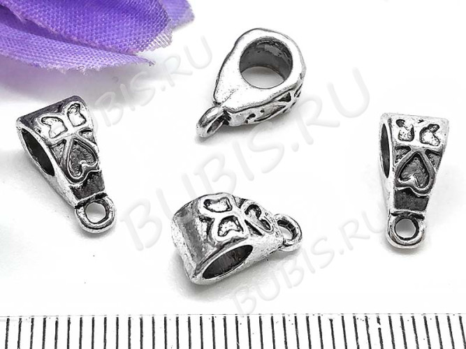 Бусина с петлёй 078 Бейл треугольный 12*8*6мм античное серебро (литьё)