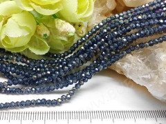 Бусина кристалл гранёный абакус 3*3*2мм стальной синий с АВ прозрачный (имитация Сваровски) (50шт.)