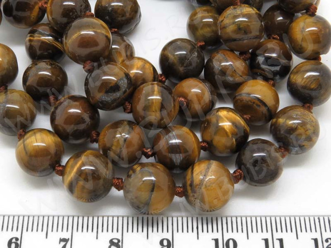 (ОПТ) Бусина округлая 10мм Тигровый глаз (камни) (НИТЬ)