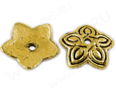 (СКИДКИ!!!) 055 Шапочка Цветочек 11*10,5*2мм античное золото (литьё) (10шт.)