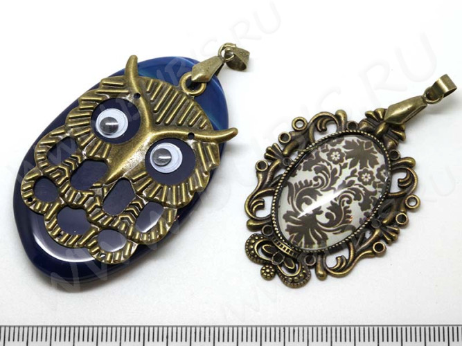 Держатель кулона 025 гладкий с пробой 18KGP 20*7*4мм черный никель (Brass)