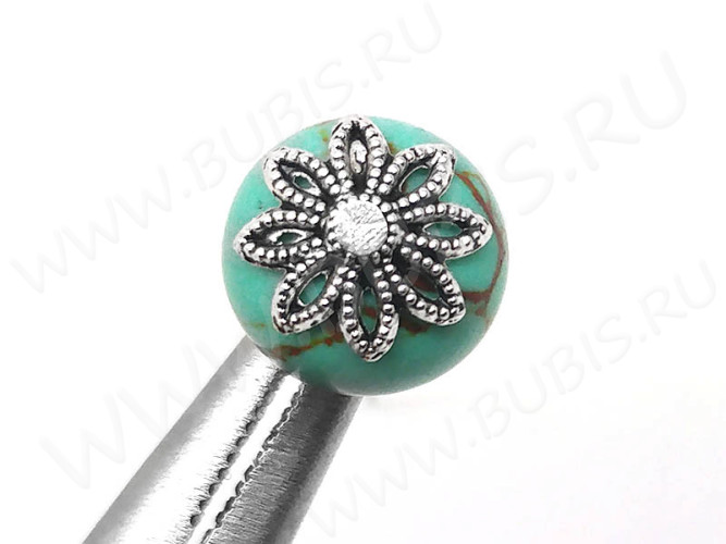 (ОПТ) 218 Шапочка цветочек ажурный 10,5*10*2,8мм античное серебро (литьё) (50шт)