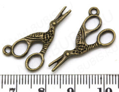 Подвеска Ножницы 04 3D с птичкой 27*14*2,5мм античная бронза (литьё)