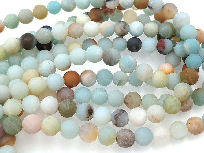 (ОПТ) Бусина округлая 6мм МАТОВАЯ Амазонит натуральный (камни) (НИТЬ)