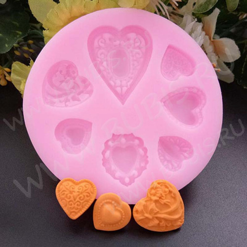 Молд 048 Сердца 71*8мм розовый (силикон) (инструменты для моделирования)