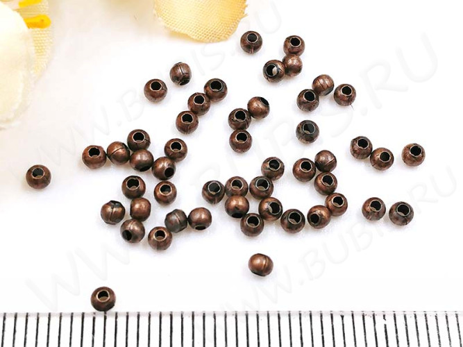(СКИДКИ!!!) Бусина Шарик металлический 2мм античная медь (Iron) (ок. 350шт)