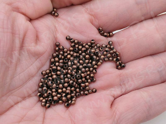 (СКИДКИ!!!) Бусина Шарик металлический 2мм античная медь (Iron) (ок. 350шт)