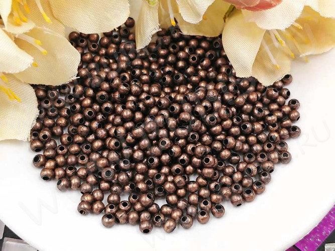 (СКИДКИ!!!) Бусина Шарик металлический 2мм античная медь (Iron) (ок. 350шт)