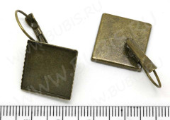 Швензы с французским замком №19 с сеттингом-ромбом 22,5*22,5мм 33,5*23,5*12мм античная бронза (Brass) (1 пара)