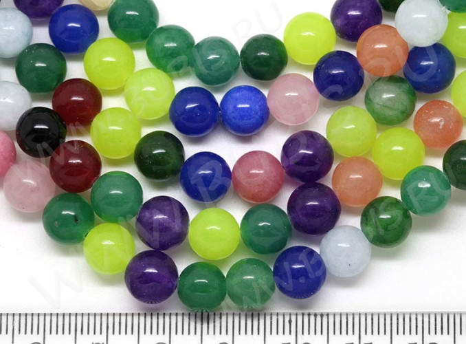 (ОПТ) Бусина округлая 8мм Жадеит МИКС (камни) (НИТЬ)