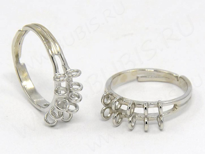 Основа (заготовка) для кольца 024 18мм с 10ю петельками цвет платины (Brass)