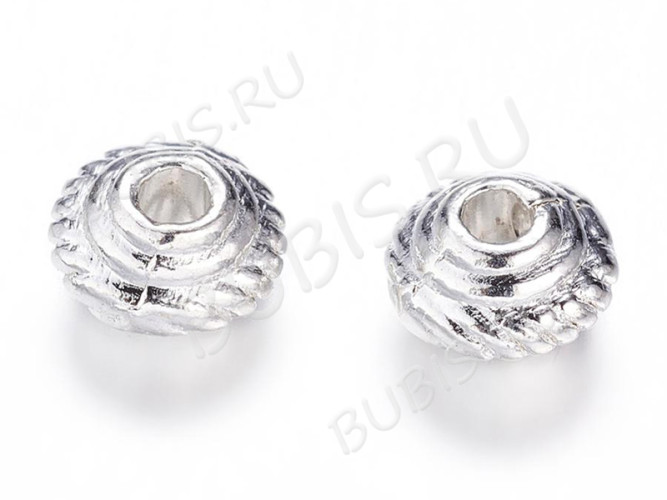 Бусина 099 Рондель 4,8*4,8*2,8мм серебристая (литьё) (20шт.)