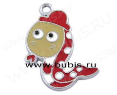 Подвеска Змея 06 26*19*1,5мм красно-белая (цветные подвески)
