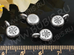 (СКИДКИ!!!) Подвеска Таблетка 01 3D бейл клеевой с узором 12*8*3мм античное серебро (литьё) (10шт.)