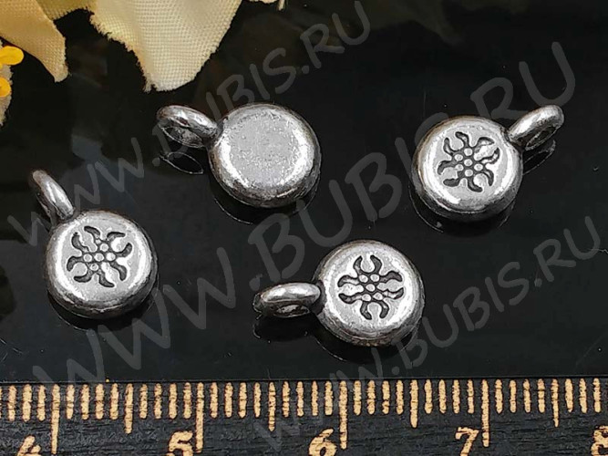 (СКИДКИ!!!) Подвеска Таблетка 01 3D бейл клеевой с узором 12*8*3мм античное серебро (литьё) (10шт.)