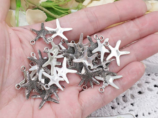 (СКИДКИ!!!) Подвеска Морская звезда 01 19,3*18,8*1,9мм античное серебро (литьё) (10шт.)