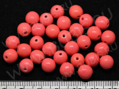 (ОПТ) Бусина округлая 8мм Коралл лососевый имит. (камни) (НИТЬ)