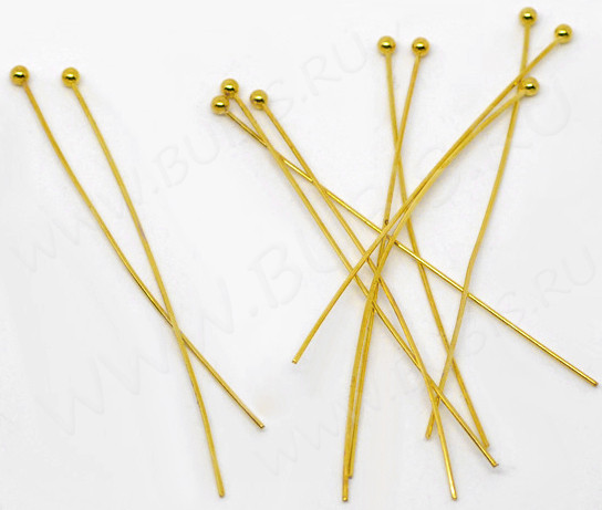 Штифт с ШАРИКОМ 50*0,6мм золотистый (Brass) (10шт.)