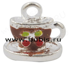 Подвеска Кружка 02 3D 13*13*7мм коричневая (цветные подвески)
