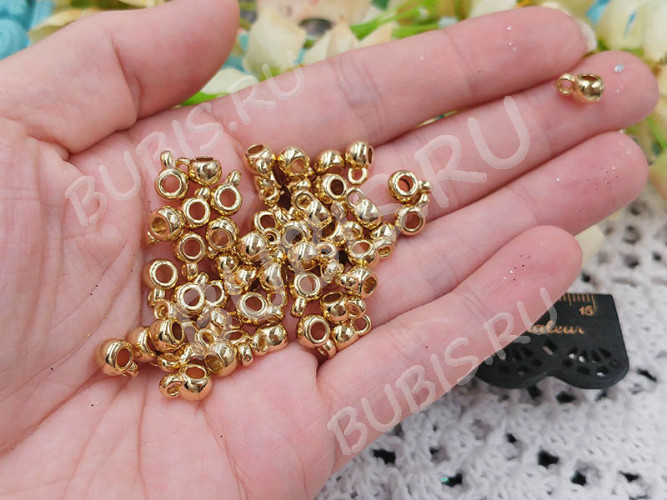 Бусина с петлёй 109 Бейл классика акриловый 9*6*4мм светлое золото (АКРИЛ CCB) (10шт.)