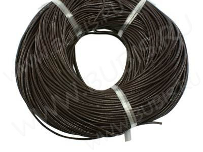 Шнур кожаный 30 воловья кожа округлый 4мм тёмно-коричневый (1м)