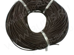 Шнур кожаный 30 воловья кожа округлый 4мм тёмно-коричневый (1м)