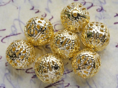 (СКИДКИ!!!) Бусина ажурная 01 &quot;Шарик&quot; 10мм золотистый (Iron) (10шт.)