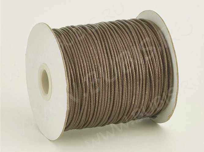 (ОПТ) Вощёный полиэстеровый шнур 02 "корейский" 1мм светло-коричневый (80м)