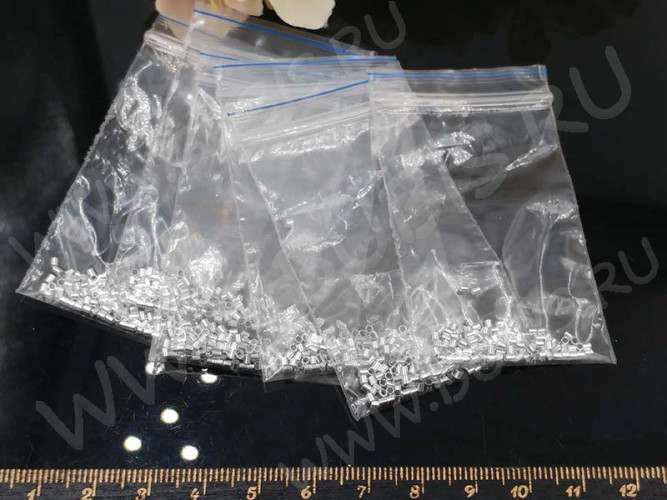 (СКИДКИ!!!) Зажимные бусины 01 трубочки 1,5-2мм серебристые (Brass) (1000шт.)