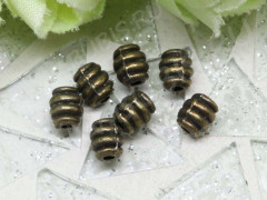 (СКИДКИ!!!) Бусина 135 Бочонок полосатый 5*4,5*4,5мм античное бронза (литьё) (10шт.)