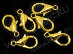 (СКИДКИ!!!) Замочек карабин №046 большой 16*8*4мм золотистый (сплав) (10шт)