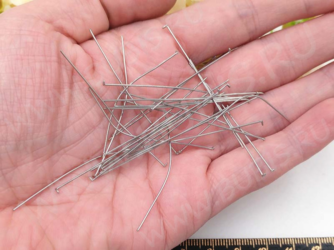 Штифт со шляпкой 40*0,8мм цвет платины (Хирургическая сталь) (50шт)