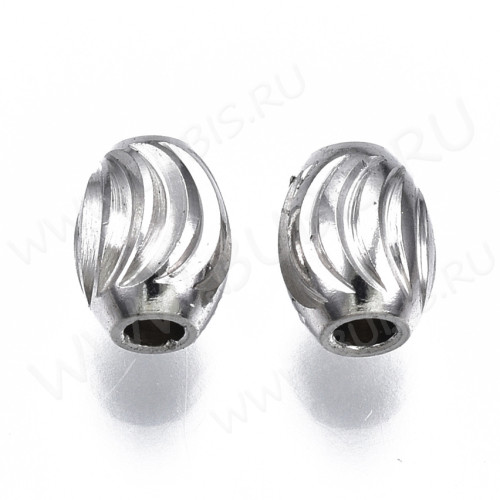 Бусина 215 Разделитель Рис полосатый 7*4,8мм цвет платины (Хирургическая сталь)