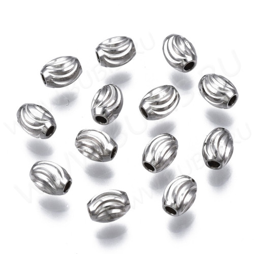 Бусина 215 Разделитель Рис полосатый 7*4,8мм цвет платины (Хирургическая сталь)