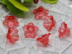 Бусина акрил Цветочек 15 чашечка 12*11,5*7мм красный прозрачный (акрил) (10шт.)