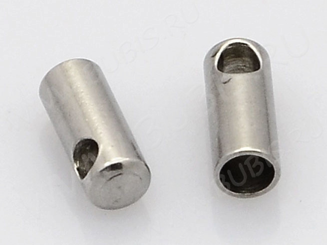 Концевик 124 7,5*3мм для шнура до 2,5мм цвет платины (Хирургическая сталь)(10шт)