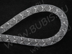 Нейлоновая ювелирная сетка 8мм бело-серебристая (шнуры) (1м)