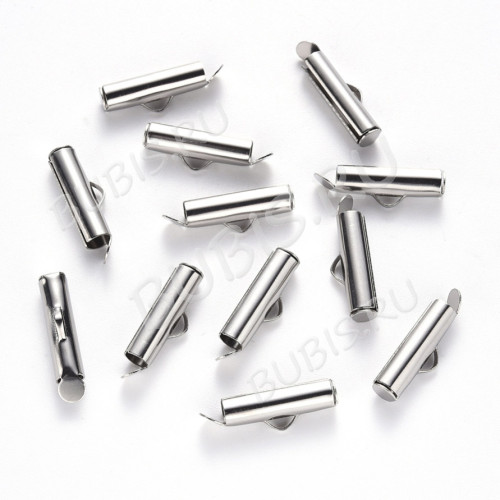 Концевик 139 слайдер зажим трубочка для лент 16*5,5*4мм цвет платины (Хирургическая сталь)(5шт)