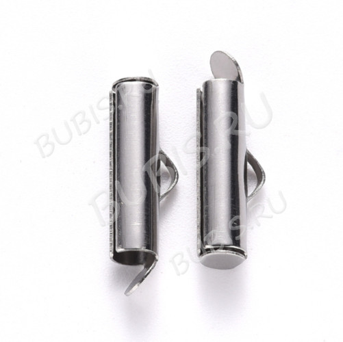 Концевик 139 слайдер зажим трубочка для лент 16*5,5*4мм цвет платины (Хирургическая сталь)(5шт)