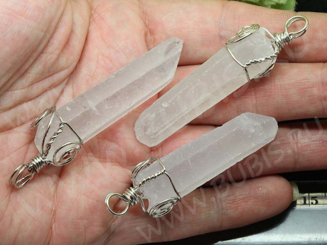 Кулон 0675 Горный хрусталь в проволоке 59*10*10мм (камни)