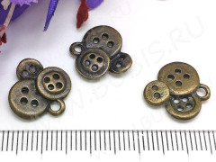 Подвеска Пуговичка 02 3D 15*14*2,3мм античная бронза (литьё)