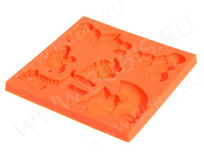 Молд 007 Зверюшки 8*8*0,55см рыжий (силикон) (инструменты для моделирования)