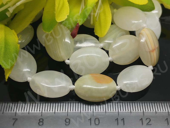 Бусина каменная Овал 57 18*13*6мм Мраморный Оникс светлый (камни)