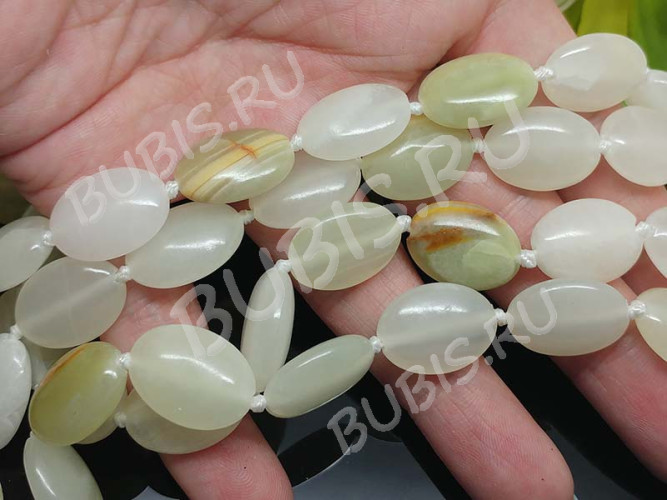 Бусина каменная Овал 57 18*13*6мм Мраморный Оникс светлый (камни)