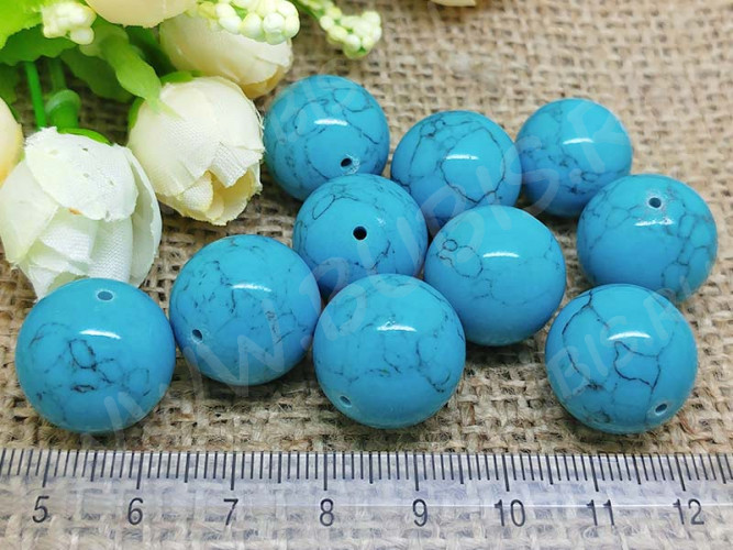 Бусина округлая 18мм Бирюза голубая (камни)