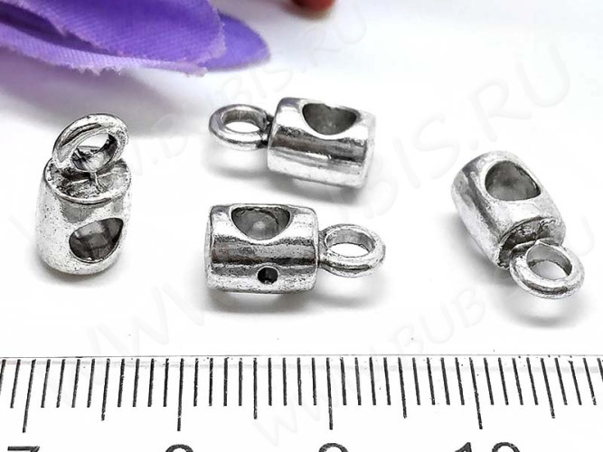 Бусина с петлёй 079 Бейл Трубочка 13*6,5*6мм античное серебро (литьё)