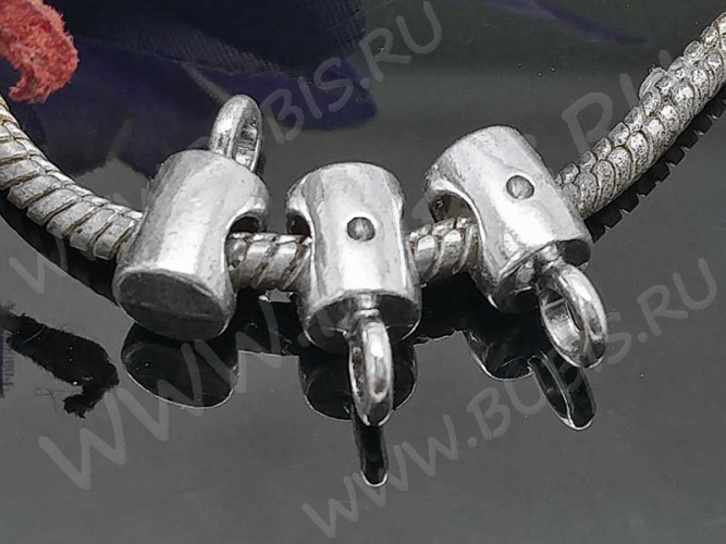 Бусина с петлёй 079 Бейл Трубочка 13*6,5*6мм античное серебро (литьё)