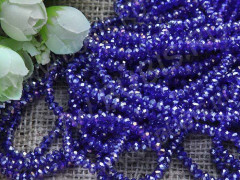 (СКИДКИ!!!) Бусина кристалл гранёный абакус 4,3*4*3,5мм синий с АВ прозрачный (имитация Сваровски) (100шт.)